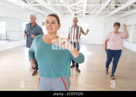 Caucasian senior couples ballroom dancing Stock Photo