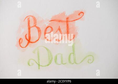 Best Dad Red and green lettering. Fathers day greeting card. watercolor ...