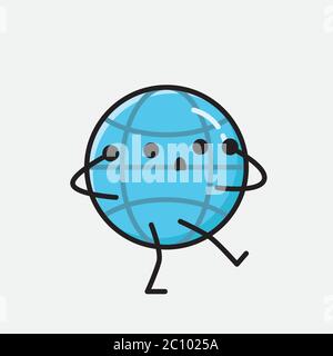 An illustration of Cute Earth Globe Icon Mascot Vector Character in Flat Design Style Stock Vector