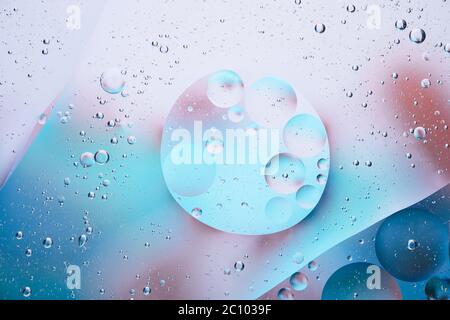 Water oil bubbles, macro space abstract background, colorful flow liquid Stock Photo