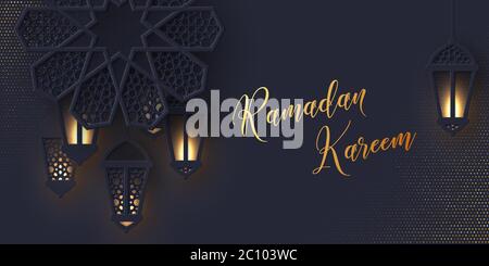 Ramadan Kareem greeting banner. Stock Vector