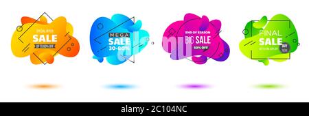 Set of liquid abstract sale badges. Stock Vector
