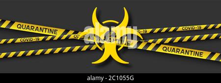 Coronavirus quarantine banner with stripes. Stock Vector