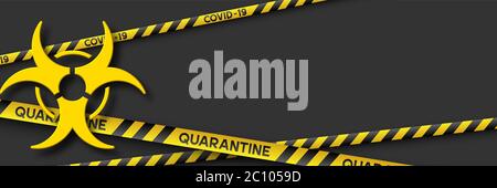 Coronavirus quarantine banner with stripes. Stock Vector