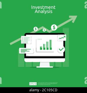 Spreadsheet on Computer screen flat. Financial accounting report or investment analysis business concept. office things for planning and accounting Stock Vector