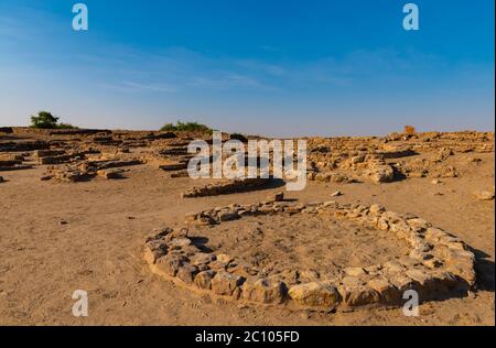 Ruins of ancient Dholavira city in Gujarat, India Stock Photo