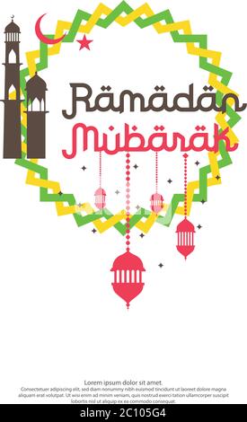Ramadan Mubarak vector typography for islamic design celebration. Ramadan Kareem or eid greeting concept for invitation Banner or Card Background Stock Vector