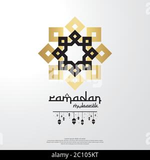 islamic design concept. abstract mandala with pattern ornament and lantern element. Ramadan Kareem or Eid Mubarak greeting. invitation Banner or Card Stock Vector