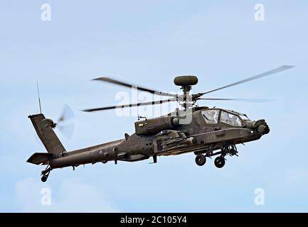 AgustaWestland British Army Apache AH1 attack helicopter in flight Stock Photo
