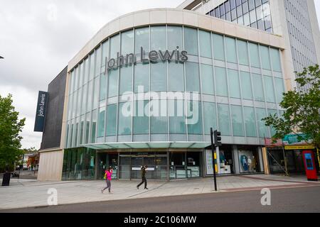 Exeter, Devon, UK.  13th June 2020.   Shops selling unessential items to reopen on Monday at Exeter in Devon as lockdown restrictions are eased further during the coronavirus pandemic.  The John Lewis store on the High Street. Picture Credit: Graham Hunt/Alamy Live News Stock Photo