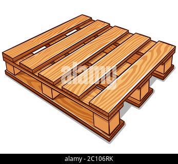 Vector illustration of cartoon wood pallet isolated Stock Vector