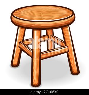 Vector illustration of cartoon wooden stool isolated Stock Vector