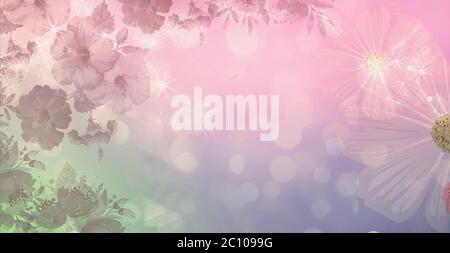 Pastel abstract background with flowers-the concept of mother's Day, Valentine's Day, birthday. Greeting card Stock Photo