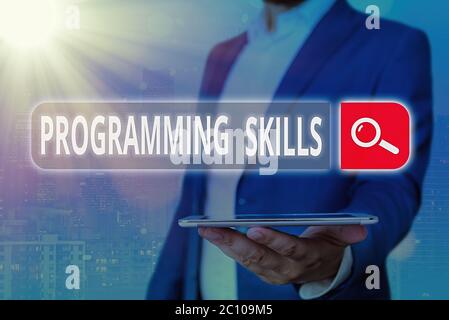 Handwriting text Programming Skills. Conceptual photo expertise required to program according to constraints Stock Photo