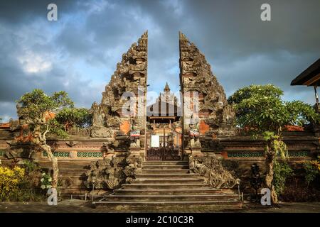 Exterior of traditional balineseTemple at sunny day in Ubud , Bali island, Indonesia Stock Photo