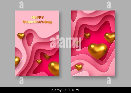 Valentines day holiday posters or banners. Stock Vector