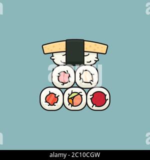 Stack of sushi rolls vector illustration for International Sushi Day Stock Vector