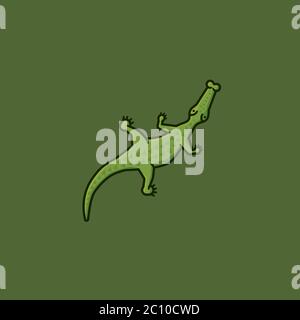 Crocodile top view sketch vector illustration for World Crocodile Day on June 17. Reptile color symbol. Stock Vector