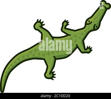 Crocodile top view sketch vector illustration for World Crocodile Day on June 17. Reptile isolated color symbol. Stock Vector