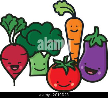 kawaii carrot and broccoli fun food Stock Vector Image & Art - Alamy