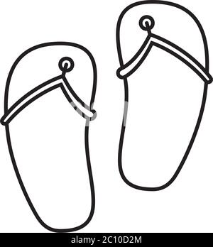 Flip Flops vector line icon. Beach footwear outline symbol. Stock Vector