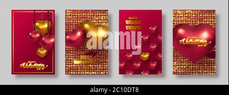 Happy Valentines Day banners or posters. Stock Vector
