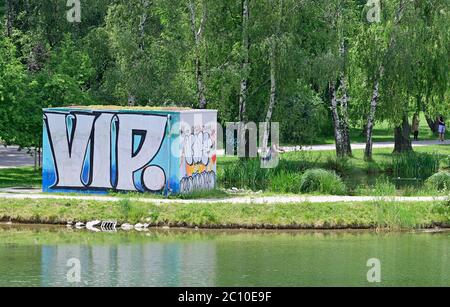 Vienna, Austria. Floridsdorfer water park in Vienna Stock Photo