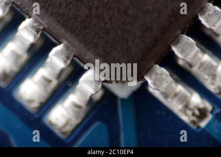 macro photo of electronic circuits on a pcb board Stock Photo
