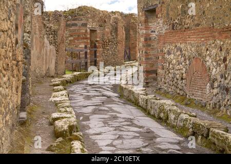 Remains of the Street in Pompeii Italy Stock Photo