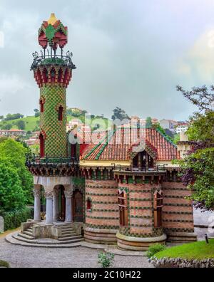 COMILLAS, SPAIN - APRIL 23, 2011: El Capricho, or Villa Quijano, a modernist building designed by Catalan architect Antoni Gaudi Stock Photo