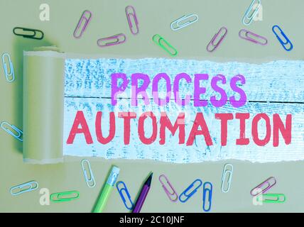 Text sign showing Process Automation. Business photo text the use of technology to automate business actions Stock Photo