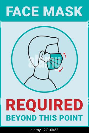 Face mask required beyond this point vector poster. Editable colors. Stock Vector