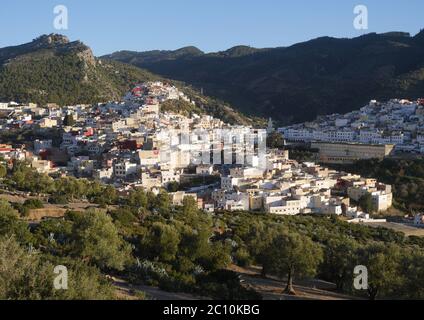 the town of moulay idriss in morocco Stock Photo