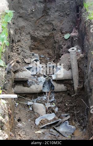 cable collector accident with the  under the ground Stock Photo