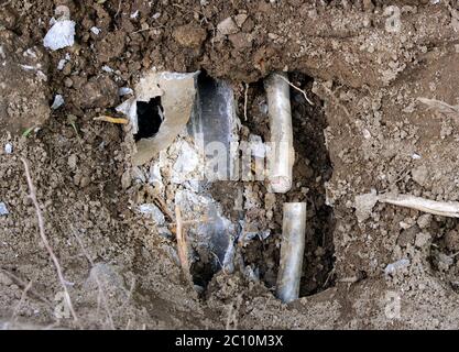 cable collector accident with the  under the ground Stock Photo