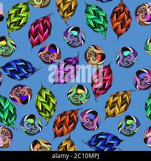 vector pattern of psychedelic shapes in the form  leaves Stock Photo
