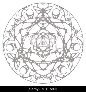 Black and white hand drawn abstract kaleidoscope vector illustration. Stock Photo