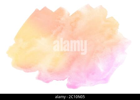 Multicolored watercolor stains in pastel colors with natural stains on a paper basis. Abstract background with unique streaks of paint. Isolated frame Stock Photo