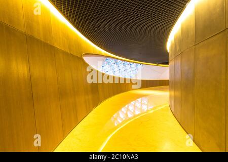 empty corridor with wood wall in luxury hotel Stock Photo