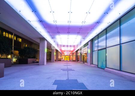 beautiful light show in corridor of modern shopping mall Stock Photo