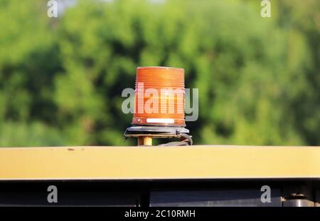 lantern on the roof of the building bulldozer Stock Photo