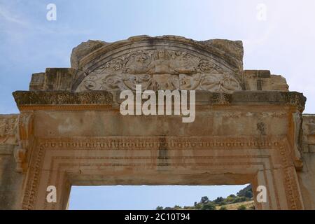 The Temple of Hadrian in Ancient City of Ephesus in Turkey Stock Photo