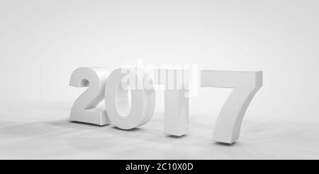 3d 2017 new year on white Stock Photo
