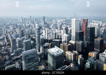 Aerial view of modern skyscrapers and office buildings in Toronto's financial district, Ontario, Canada. Stock Photo