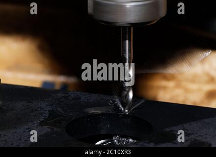 Close up photo of a CNC drilling Stock Photo