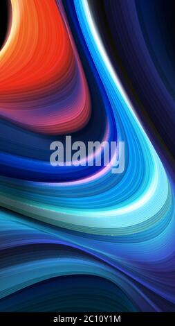 An abstract background of 3D wavy stripes in vector art, suitable for a mobile screen, phone desktop, landing page, UI/UX, and wallpaper. Stock Vector