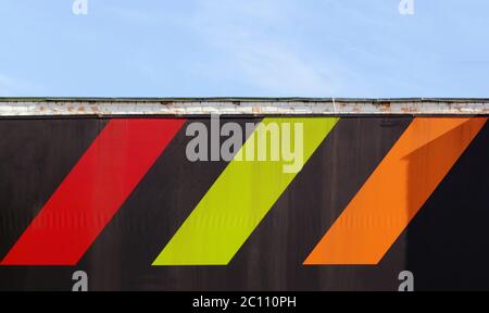 colored shapes on a black background  the school wall Stock Photo