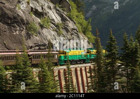 Scenic Railroad on White Pass and Yukon Route in Skagway Alaska Stock Photo