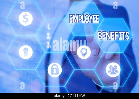 Writing note showing Employee Benefits. Business concept for Indirect ...