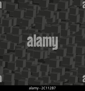 Black Cubes Seamless Pattern on Black Background Stock Vector